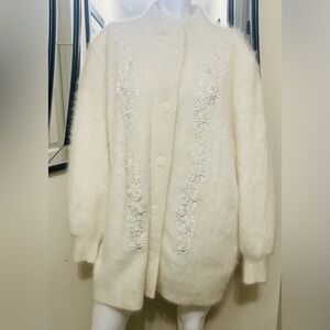 Lee Sads Elegant Cream Embroidered Women's Coat